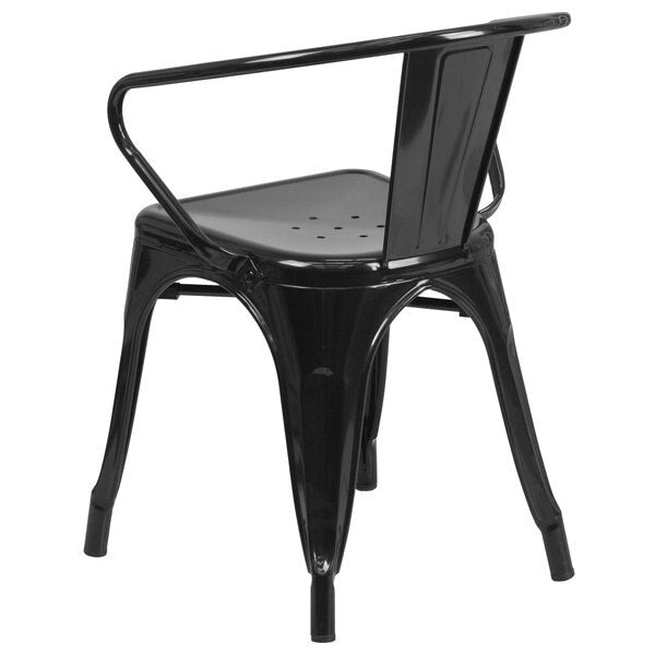 Black Metal Indoor-Outdoor Chair with Arms
