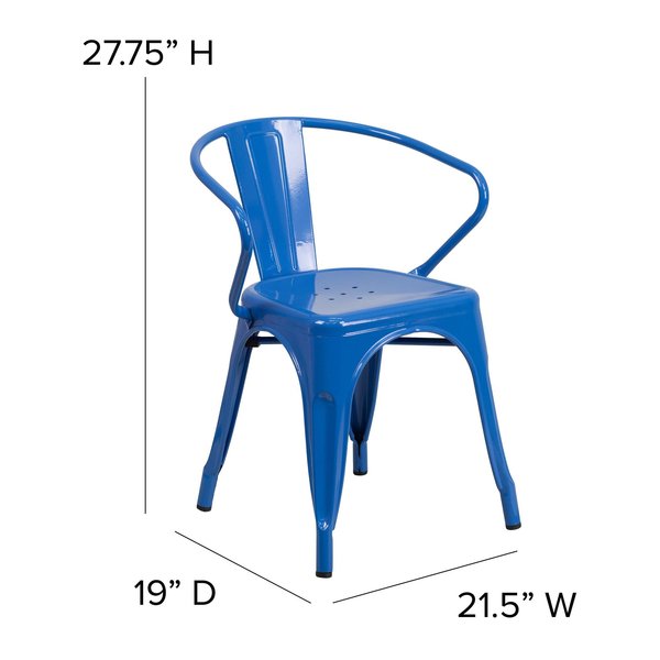 Blue Metal Indoor-Outdoor Chair with Arms