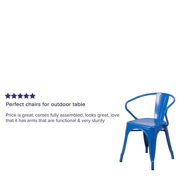 Blue Metal Indoor-Outdoor Chair with Arms