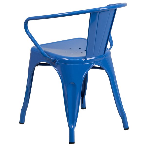 Blue Metal Indoor-Outdoor Chair with Arms