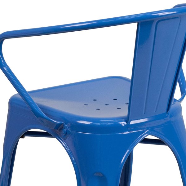 Blue Metal Indoor-Outdoor Chair with Arms