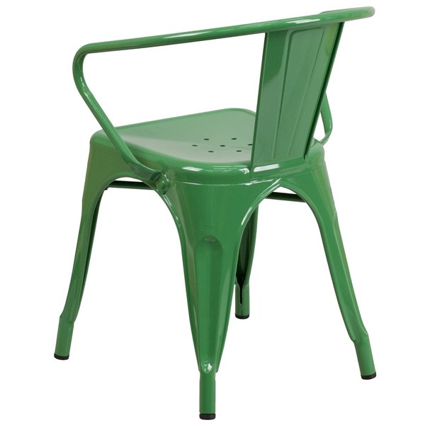 Green Metal Indoor-Outdoor Chair with Arms