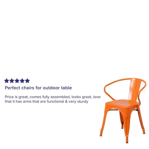 Orange Metal Indoor-Outdoor Chair with Arms