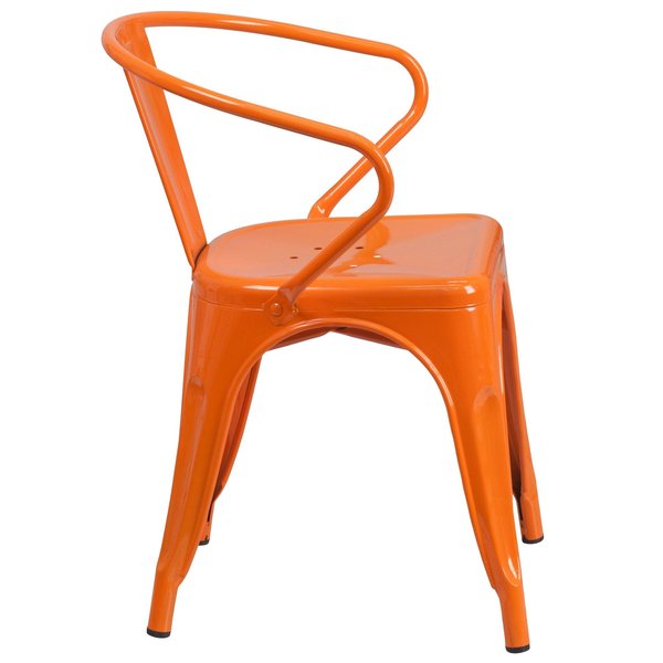Orange Metal Indoor-Outdoor Chair with Arms