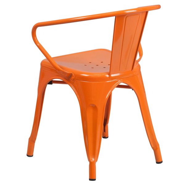Orange Metal Indoor-Outdoor Chair with Arms
