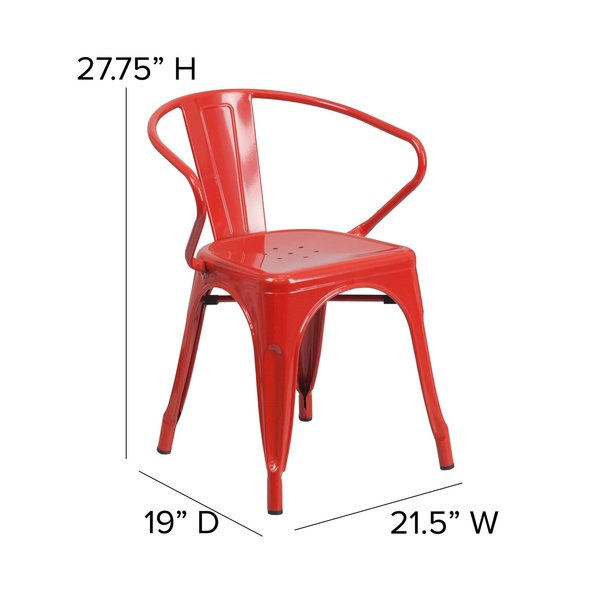 Red Metal Indoor-Outdoor Chair with Arms