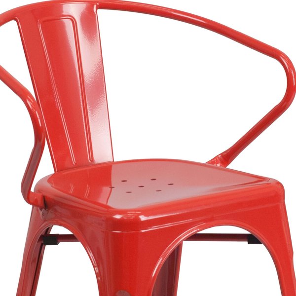 Red Metal Indoor-Outdoor Chair with Arms