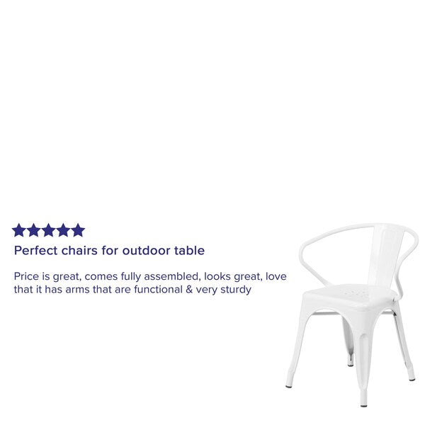 White Metal Indoor-Outdoor Chair with Arms