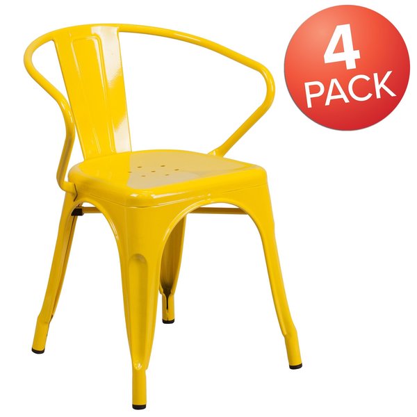 Yellow Metal Indoor-Outdoor Chair with Arms