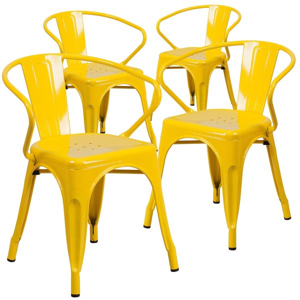 Yellow Metal Indoor-Outdoor Chair with Arms