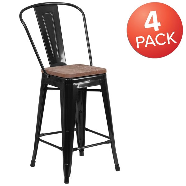 Black Metal Counter Stool, 24