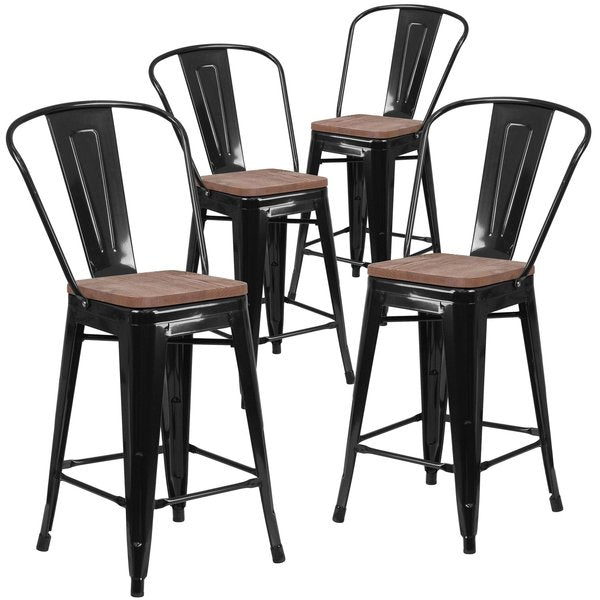 Black Metal Counter Stool, 24