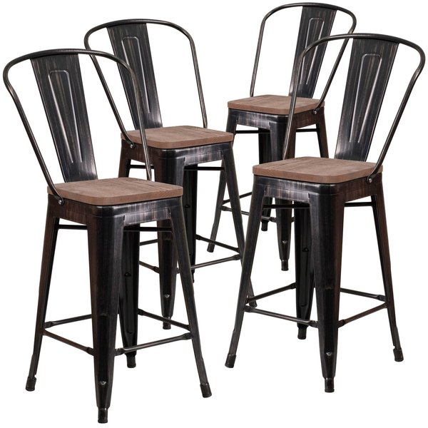 Black-Antique Metal Stool, 24