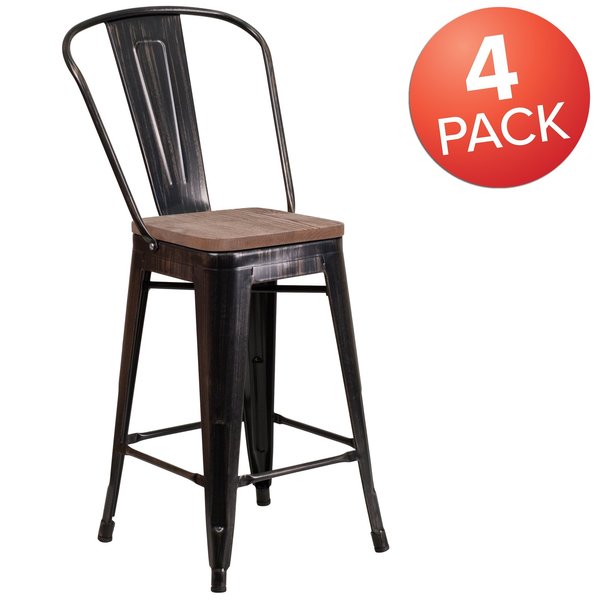 Black-Antique Metal Stool, 24