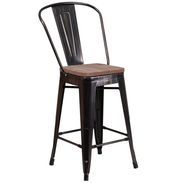 Black-Antique Metal Stool, 24