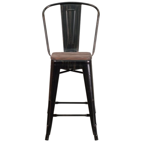 Black-Antique Metal Stool, 24