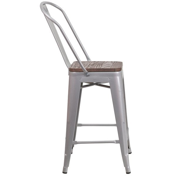Silver Metal Counter Stool, 24