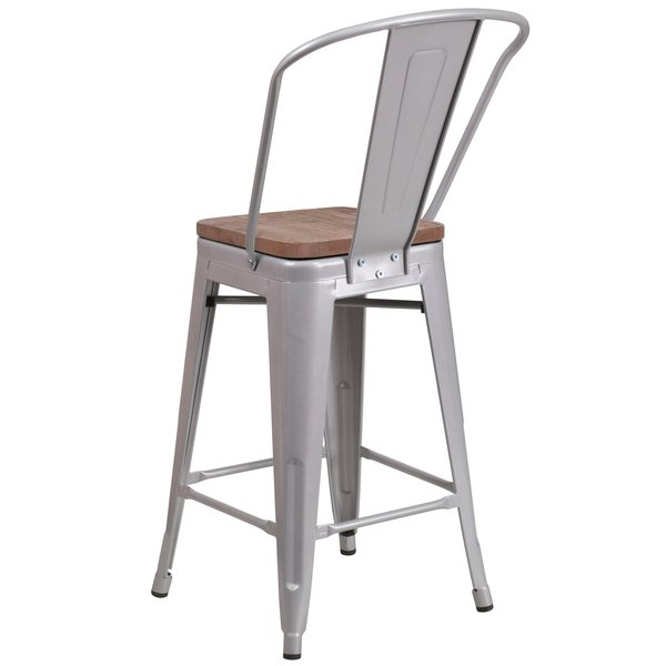 Silver Metal Counter Stool, 24