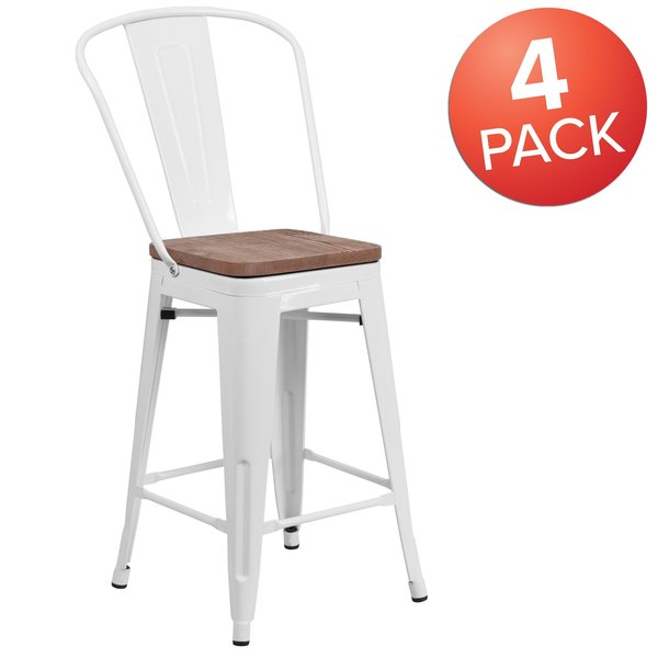 White Metal Counter Stool, 24