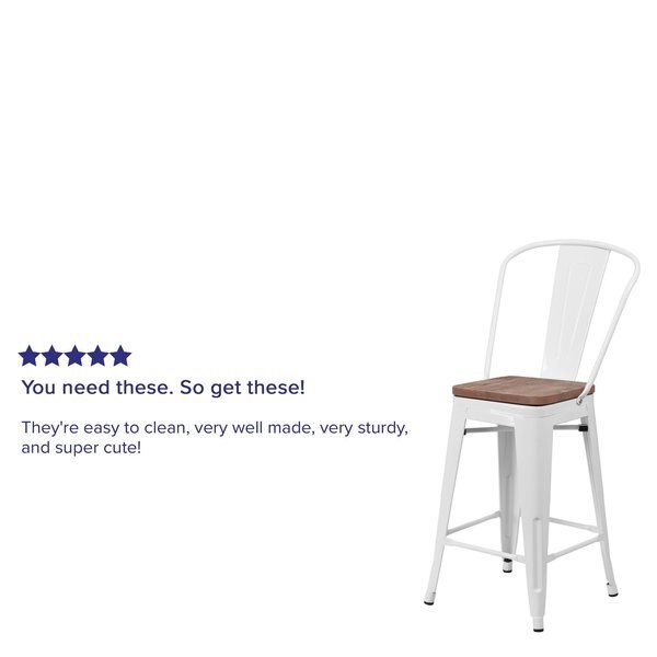 White Metal Counter Stool, 24
