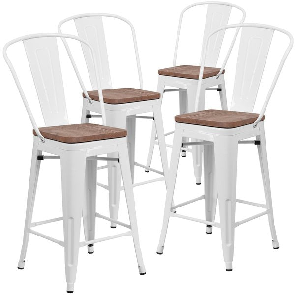 White Metal Counter Stool, 24