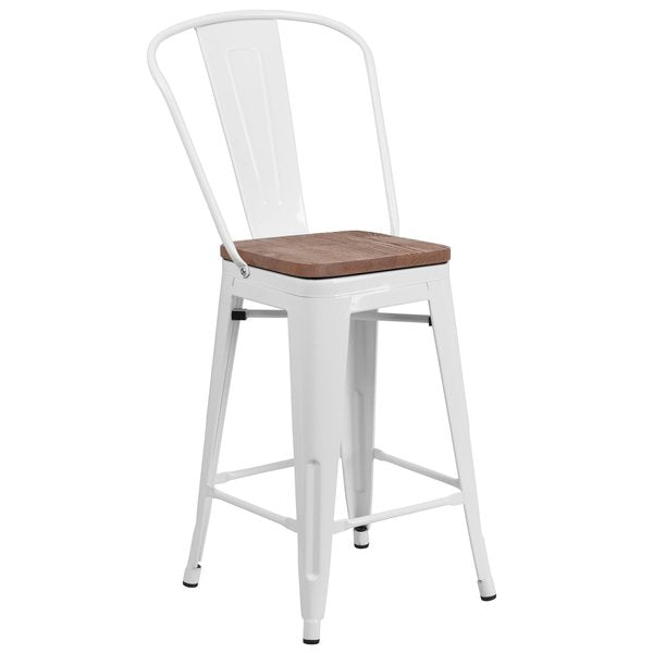 White Metal Counter Stool, 24
