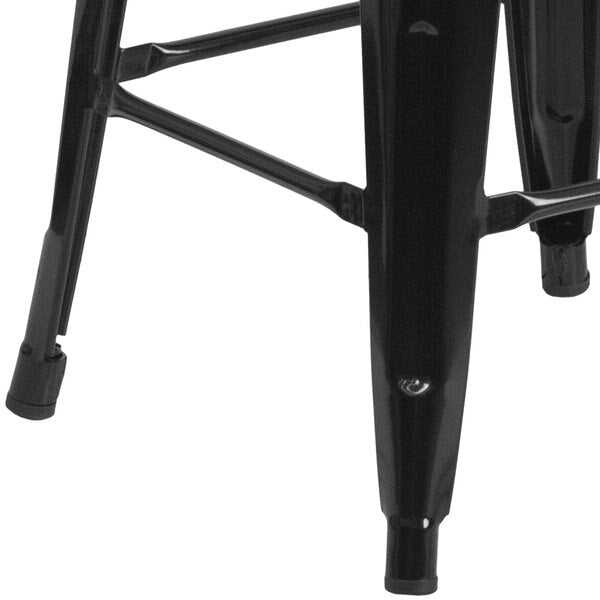 Black Backless Metal Stool, 24
