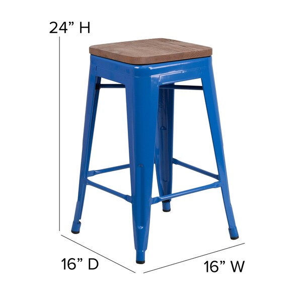 Blue Metal Counter Stool, 24