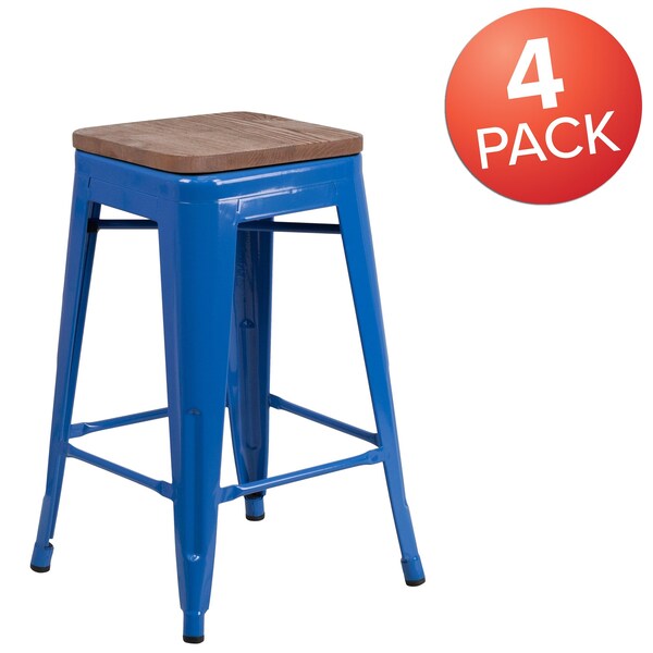 Blue Metal Counter Stool, 24