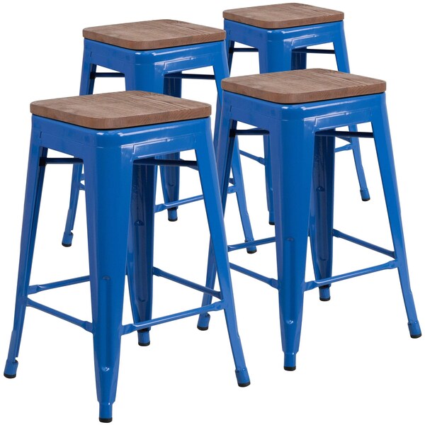 Blue Metal Counter Stool, 24