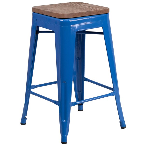 Blue Metal Counter Stool, 24