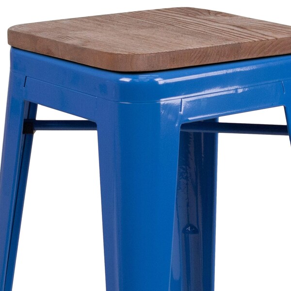 Blue Metal Counter Stool, 24