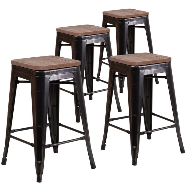 Black-Antique Metal Stool, 24