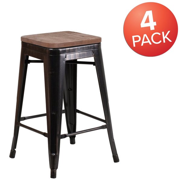 Black-Antique Metal Stool, 24