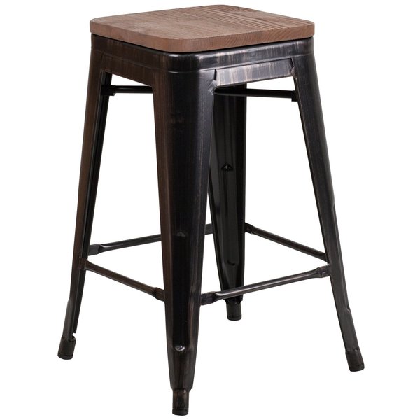 Black-Antique Metal Stool, 24