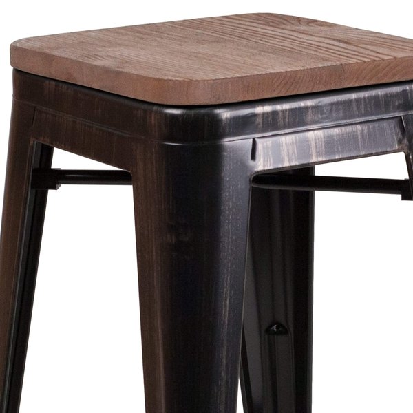 Black-Antique Metal Stool, 24