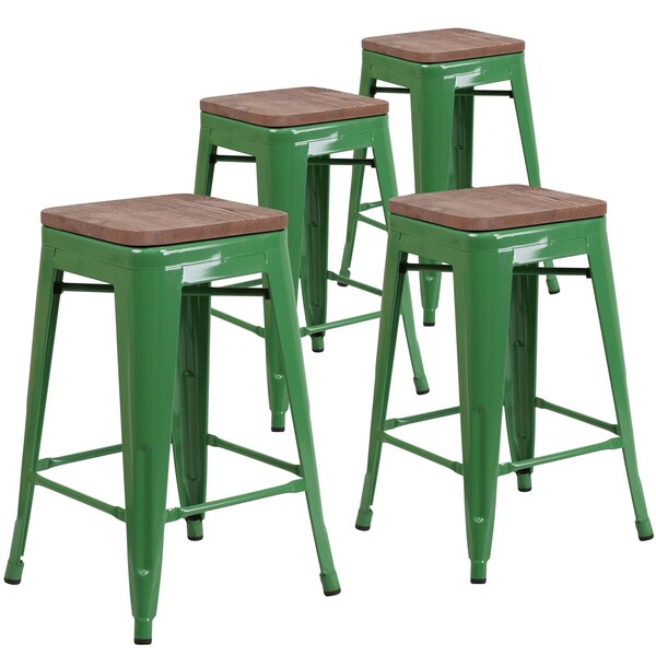 Green Metal Counter Stool, 24