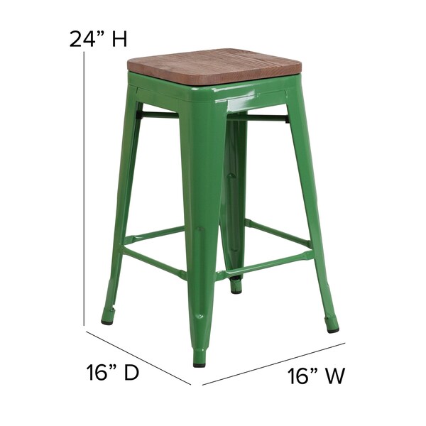 Green Metal Counter Stool, 24