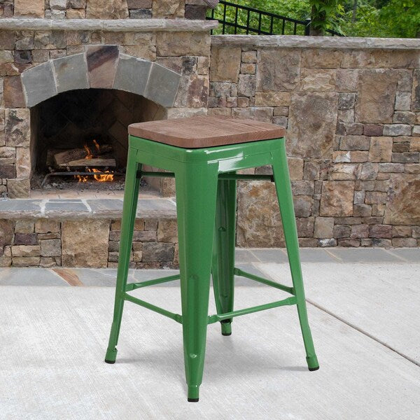 Green Metal Counter Stool, 24