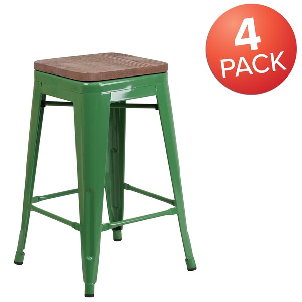 Green Metal Counter Stool, 24