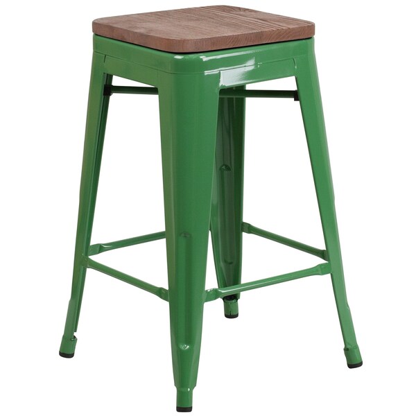 Green Metal Counter Stool, 24