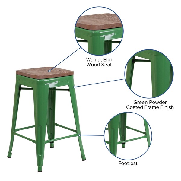 Green Metal Counter Stool, 24