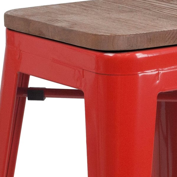 Red Metal Counter Stool, 24