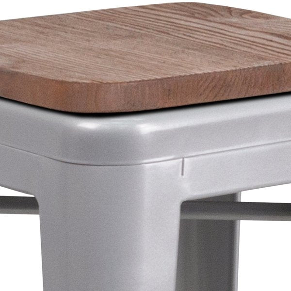 Silver Metal Counter Stool, 24