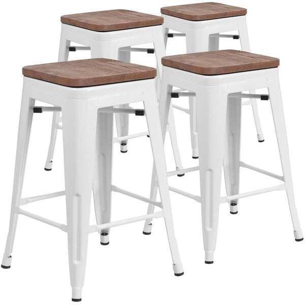 White Metal Counter Stool, 24