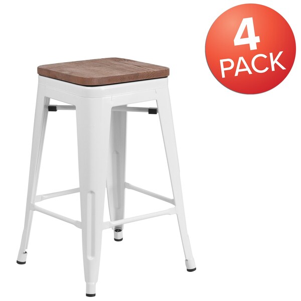 White Metal Counter Stool, 24