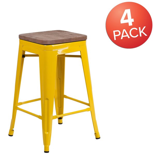 Yellow Metal Counter Stool, 24