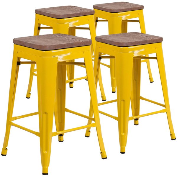 Yellow Metal Counter Stool, 24