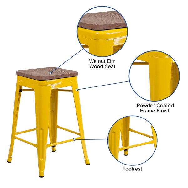 Yellow Metal Counter Stool, 24