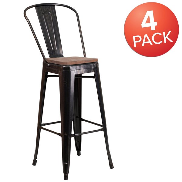Black-Antique Metal Stool, 30